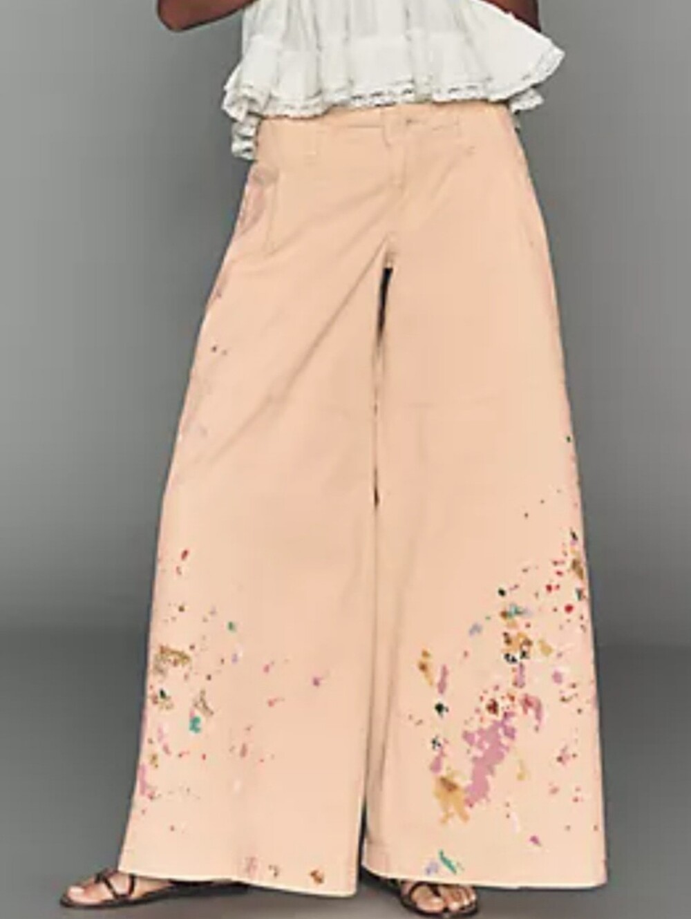 Anthropologie Simona Wide Leg Printed Pants. Cotton Denim Jeans